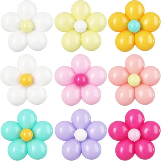 16 Set Daisy Flower Balloons DIY Kit,Pink White Yellow Latex Flower Balloon Party Decorations for Birthday Baby Shower Wedding Anniversary Daisy Groovy Fairy Flower Theme Decor {1}