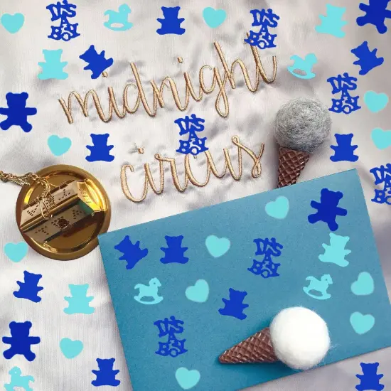 Gender Reveal Party Supplies Blue Confetti Sprinkles for Funny Baby Shower Pinata Party Decoration-"It's A Boy" Bear Horse Heart 1.5OZ {5}