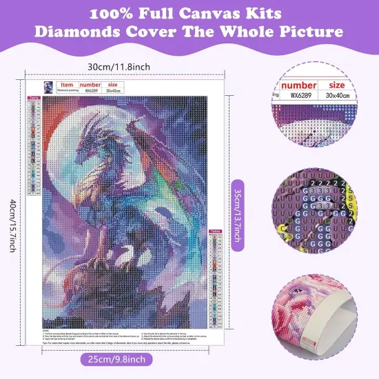 Dragon 5D Diamond Painting Art Kit for Adults &ndash; 12x16 Inches {2}