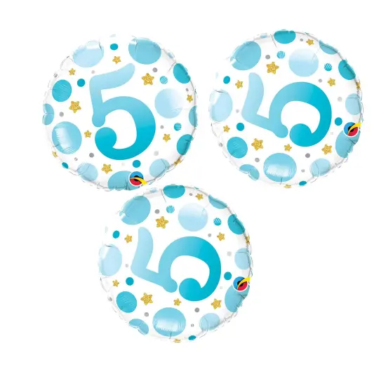 Age 5 Blue Dots 18 Inch Foil Mylar Balloon {4}