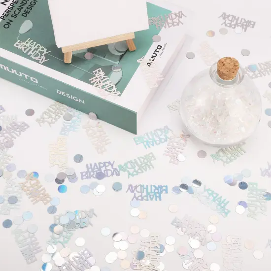 300pcs Happy Birthday Confetti, Glitter Birthday Table Confetti Iridescent Confetti Circle Letters Shape Birthday Party Decoration Scatters for Table Balloon DIY Crafting {3}