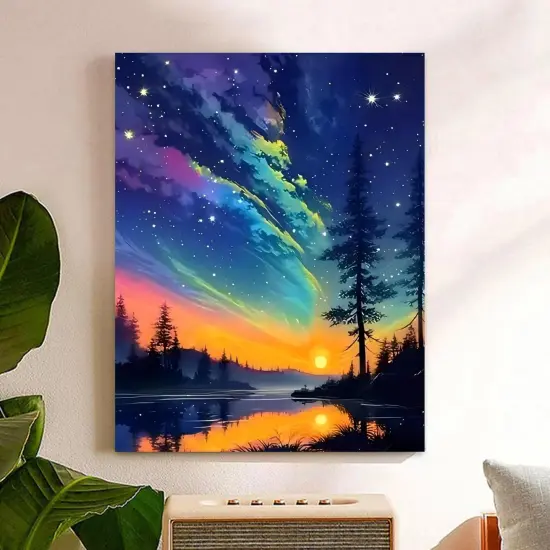 Landscape Paint by Numbers Kit for Adults, Aurora Paint by Number Adult, Painting by Numbers for Gifts and Home Interior Decor 16x20 Inch {3}