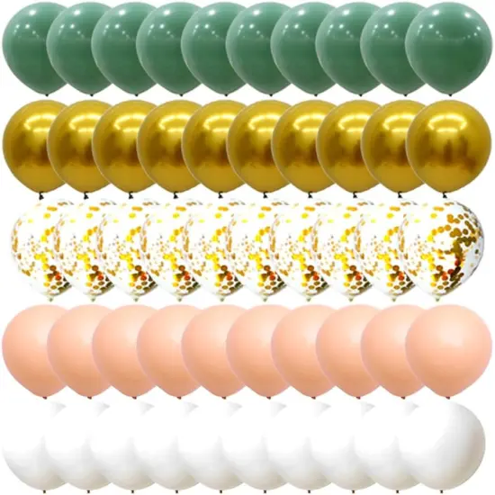 60 pcs 12 inch Green Latex Balloon Gold White Balloons Green Balloon Garland Kit Confetti Balloons for Women Birthday Wedding Engagement Bachelor Bridal Shower Party Decorations {3}