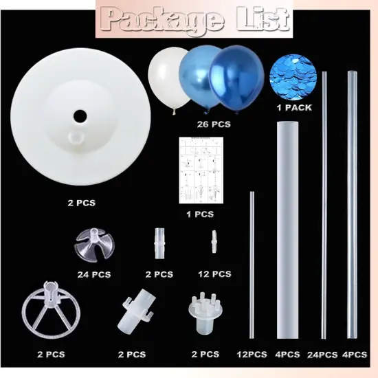 Balloon Column Kit Set of 2 With Confetti Balloons Included - Metallic Blue Balloon Tower with Stand, Base, and Pole,Backdrop Decoration for Wedding, Baby Shower, Birthday Party, or Bachelorette Party {2}