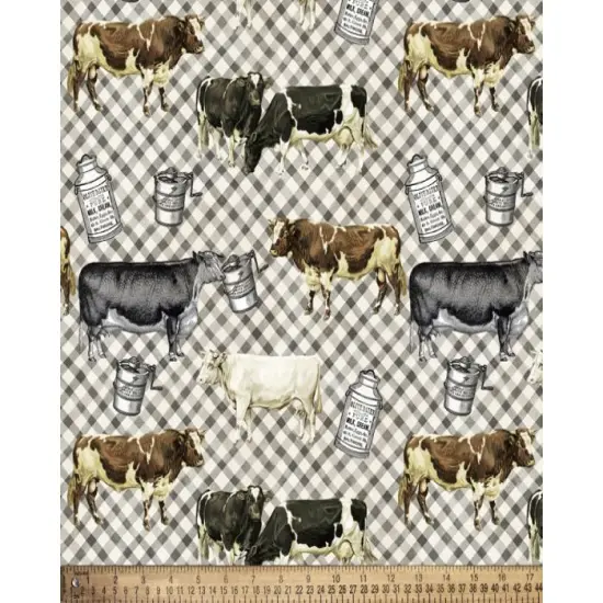 Dairy Cows Cotton Fabric | By the Yard | Sewing and Crafting | 44 inches wide {1}