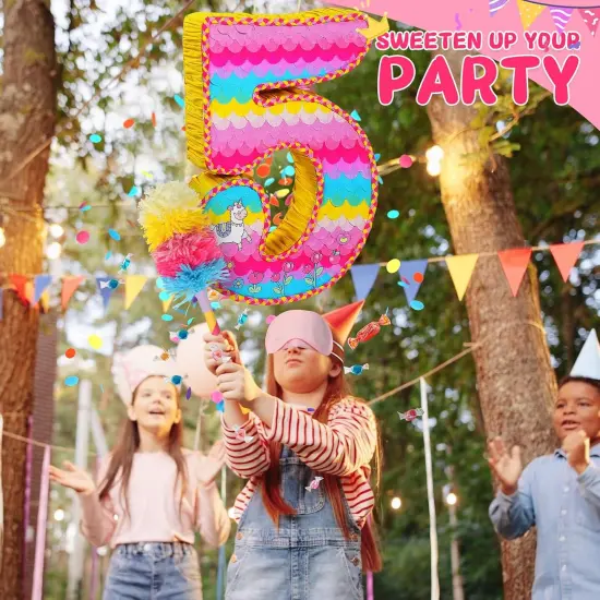 Number 5 Pinata for Birthday Party Decorations, Unicorn Mermaid Theme Pink Pi&ntilde;ata Games Toy {4}