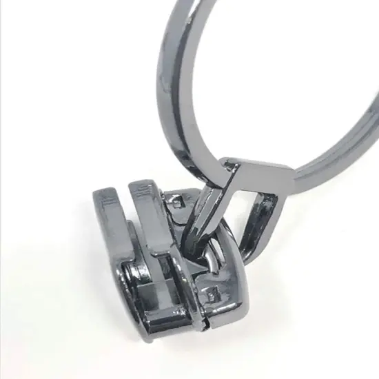 Zipper Pull &ndash; Glossy Round Metal O Ring 8MM in Gunmetal {4}