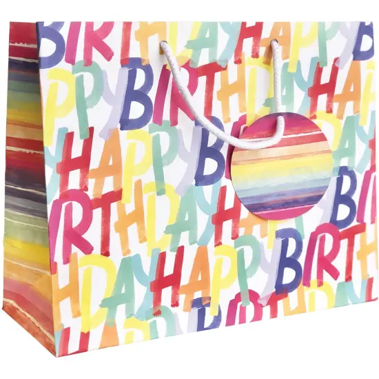 Pack/6: Rainbow Birthday Gift Bag - 12-1/2 x 5 x 10" {1}