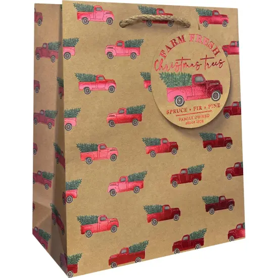 Pack/6: Red Pickup Truck Gift Bag - 8 x 4 x 10" {1}