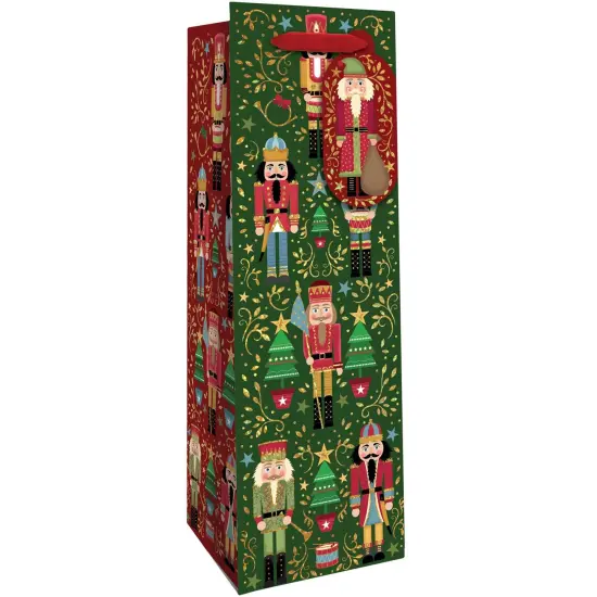 Pack/6: Sparkling Nutcracker Wine Bag - 4-1/2 x 4-1/2 x 14" {1}