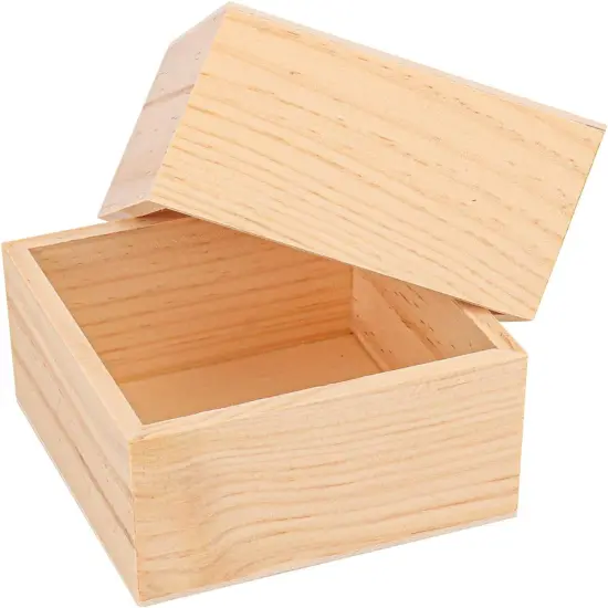 4 x 4 Inch Unfinished Small Wood Crates Organizer Storage Boxes {3}