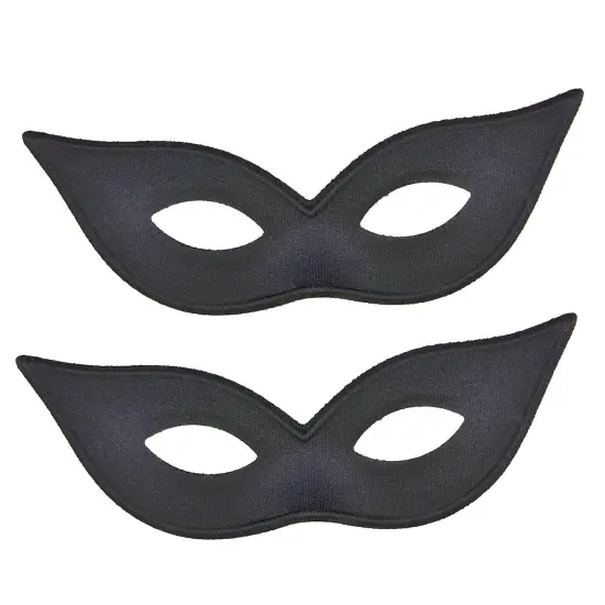 Satin Black Harlequin Mask One Size {3}