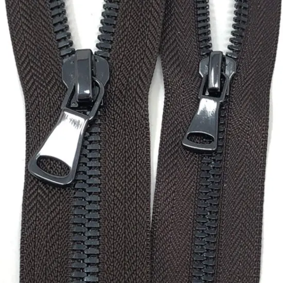 Brown Glossy Two Way Backpack or Luggage Zipper 5MM or 8MM Gun Metal Teeth Closed {4}