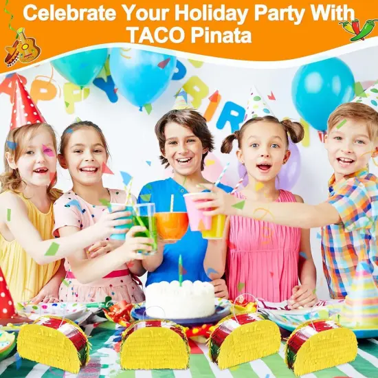 4 Pack Cinco de Mayo Mini Taco Pinata 5.5"x4.3" Mexican Mini Pinatas for Fun Taco Party Supplies Mexican Theme Party Decorations Fiesta Decorations Carnivals Festivals Birthday Table Decor {5}