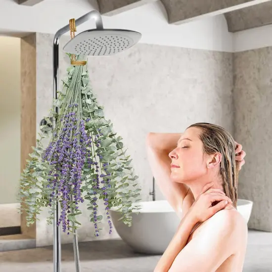 68 PCS Dried Eucalyptus Stems & Lavender Flowers Bundle for Shower,17'' Natural Real Live Eucalyptus Leaves & Aromatic Lavender Shower Plant, Mother's Day, Home Decoration,Fragrance {3}