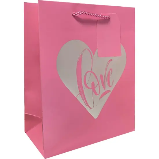 Pack/6: Love Heart Gift Bag - 8 x 4 x 10" {1}