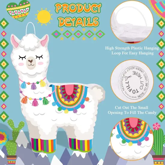 Fiesta Llama Pi&ntilde;ata Includes Stick Blindfold Confetti Cinco De Mayo Llama Pi&ntilde;ata Mexican Party Favors {2}