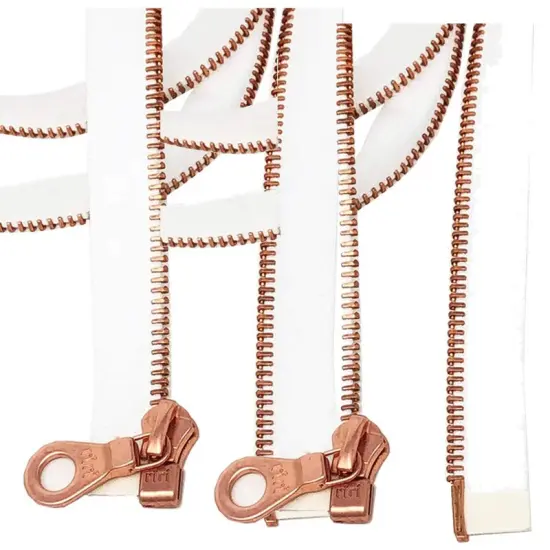Riri 6MM One-Way Separating Jacket Zipper &ndash; White Tape with Rose Gold {4}