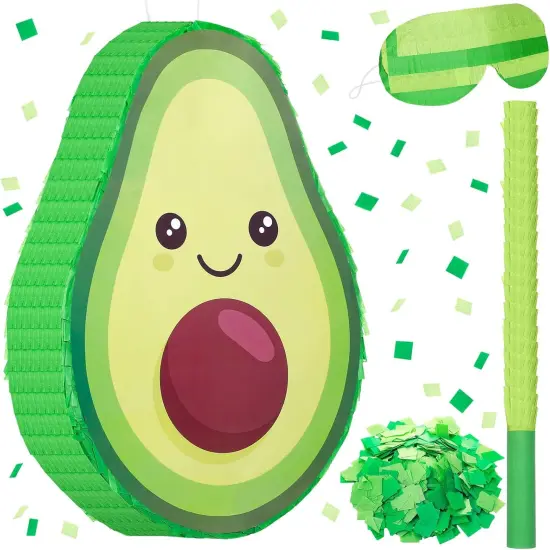 Avocado Pi&ntilde;ata Decorations 16 x 11 x 3 Inch Fruit Avocado Pi&ntilde;ata with Stick for Gender Reveal Party Baby Shower Birthday Party Fruit Theme Party Game Activity Decoration {1}