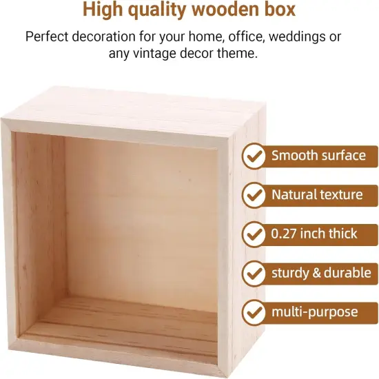 6" x 6" Unfinished Wooden Box Storage, Mini Wood Crates {5}
