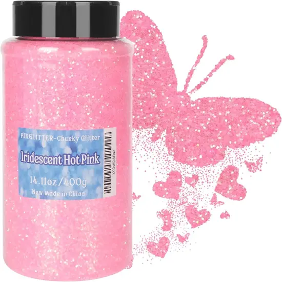 Hot Pink Chunky Glitter, 14.11oz/400g Craft Glitter Powder for Epoxy Tumblers, Hair Face Body Eye Nail Art Festival, DIY Party Decorations {1}
