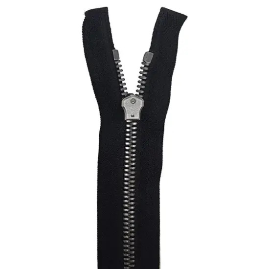 5MM One Way Non Separating Closed Bottom Zipper Black Tape Antique Nickel Teeth 7" {4}