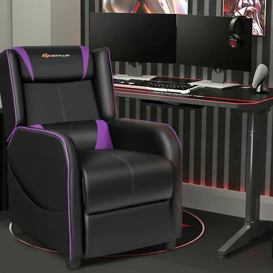 Ergonomic Purple Massage Gaming Recliner Chair {2}