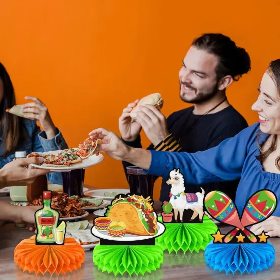 12 Pieces Fiesta Honeycomb Table Centerpiece, Cinco De Mayo Party Table Decorations, 8 Inch Mexican Table Centerpiece for Mexican Fiesta Decorations Theme Party Supplies {5}