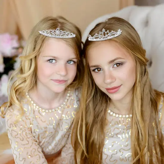 6 Pack Decorative Sparkling Rhinestone Silver Metal Crown Headbands Tiaras Wedding Bridal Birthday Party Prom Headpieces Hair Accessories for Women Flower Girls Teens Kids {3}