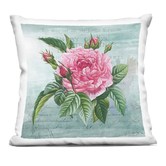 Stupell Industries Pink Dahlia over Rustic Decorative Printed Pillow design by Susan Arnot, 18 x 7 x 18 {1}