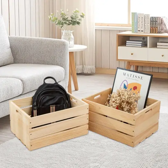 1 Piece Large Pine Wood Crates For Storage {4}