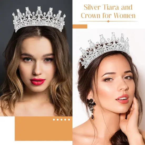 10 Pieces Crown Tiara for Women Crystal Headband with Comb Princess Rhinestone Queen Crown Bridal Hair Accessories Jewelry {4}