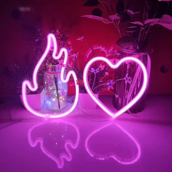 Summer Flame Neon Sign, USB or 3-AA Battery Powered Neon Light, LED Table Decoration, Bedroom Wall Decoration, Birthday Gift, Wedding Supplies Business Gift {4}