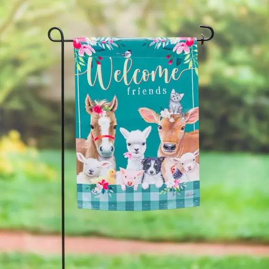 Sweet Farm Friends Garden Flag 2 Sided Cow Pig Horse {3}