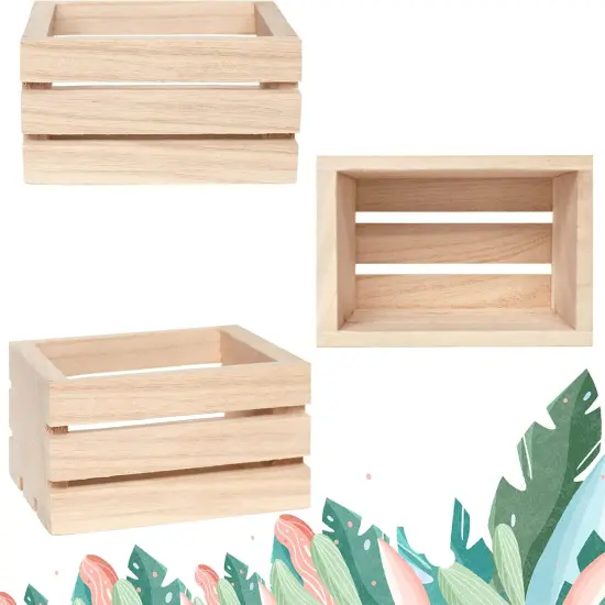 4 Pack Mini Rustic Wooden Crates {3}