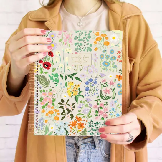 bloom daily planners 2025-26 Academic Planner Vision Planner, 7.5" x 9", Garden Party, Beige {1}