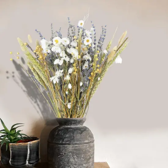 Dried Flowers Bouquet Dried Daisy Flowers Natural Lavender Bundles Dried Gerber Daisies Flowers Bunny Tails Wheat Stalks Floral Arrangements {3}