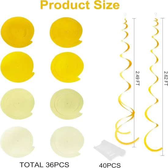 36Pcs Yellow Hanging Swirl Decorations {3}