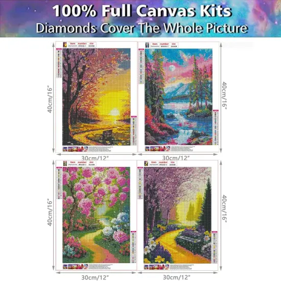 4 Pack Diamond Painting Kits for Adults, Landscape 5D Diamond Art Kits for Beginner DIY Full Drill Diamond Dots Crystal Craft Kits for Home Wall Decor Gifts(4 Pack/12X16 Inch) {5}