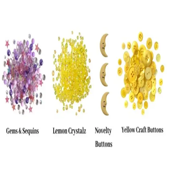 Buttons Galore and More Love You to The Moon Embellishment Bundle &ndash; Yellow Buttons, Moon Accents, Crystals, Gems & Sequins &ndash; DIY 8x10 Canvas Craft Kit {3}