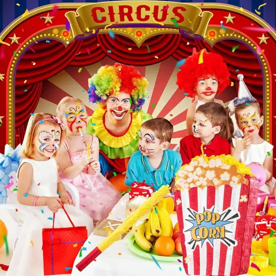 Popcorn Pi&ntilde;ata Large Circus Pi&ntilde;ata for Birthday Carnival Circus Themed Parties Great Party Addition for Boys Grils Holiday Celebration (16.9&times;11.8&times;3.54in) {3}