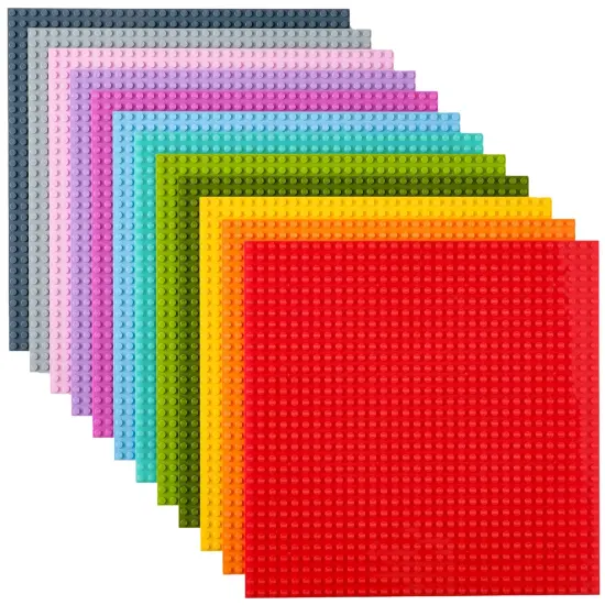 Strictly Briks 12 Pack Baseplates 10x10 in, Stackable Building Plates with 32 x 32 Studs, Mats, Bases, Boards, Sheets 100% Compatible with All Major Brands, Vibrant Colors, Ages 3-14 Multicolor {1}