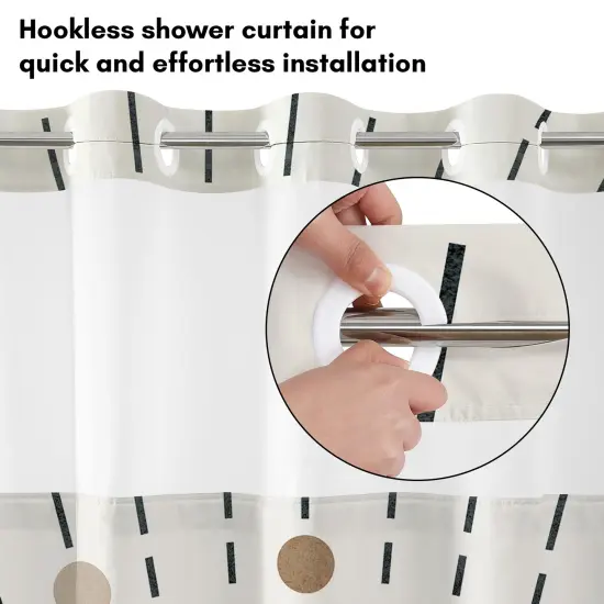 Americanflat 72x75 Hookless Shower Curtain - Abstract Black Bronze Shower Curtain with Sheer Panel, Snap-In Liner, and Grommets - 100% Polyester {3}