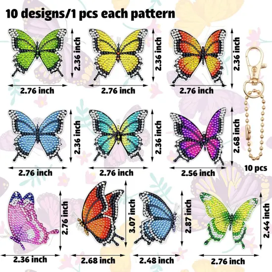 20 PCS Butterfly Diamond Painting Keychains Kit {2}