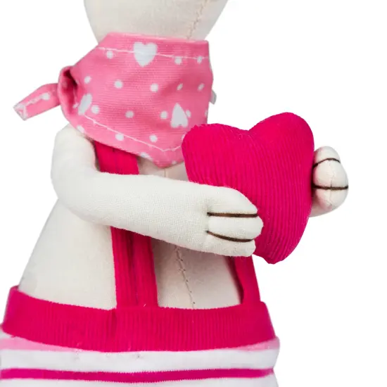 Northlight Sitting Girl Easter Rabbit Decoration with Dangling Legs - 16.5" - Cream and Pink Ivory {7}