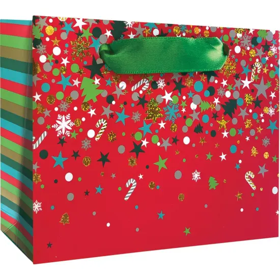 Pack/6: Christmas Party Red Gift Bag - 5 x 2 x 4" {1}