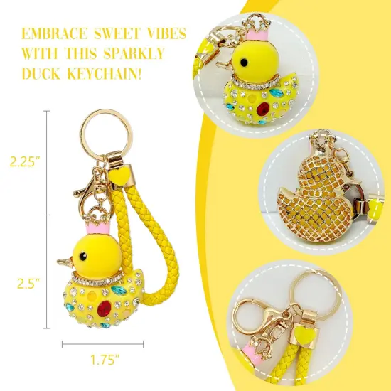 Wrapables Glamorous Crystal Rhinestone Ducky Keychain, Pendant Bag Charm, Yellow {2}
