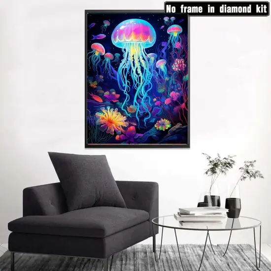 Diamond Painting Kits for Adults Glowing Jellyfish DIY 5D Diamond Art Kits for Kids Beginners Full Drill Diamond Dots Crystal Craft Kits for Home Wall Art Bedroom Decor Gifts 11.8x15.7 inch {2}