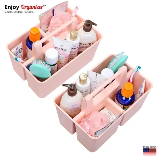 Enjoy Organizer | Shower Caddy Organizer with Handle, 3 Compartments, Portable Storage Bin for Bathroom, Dorm, Gym -Made In USA {3}