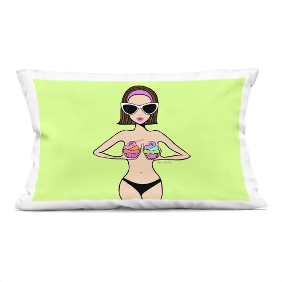 Stupell Industries Glam Summer Gal & Cupcakes Decorative Printed Pillow design by Katie Conley, 14 x 7 x 20 {1}